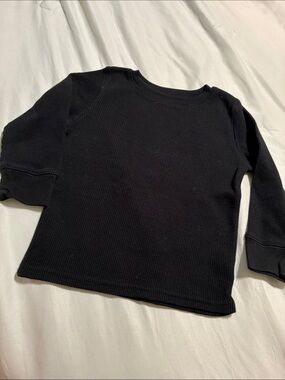 Kids Black Long-Sleeve waffle Tee